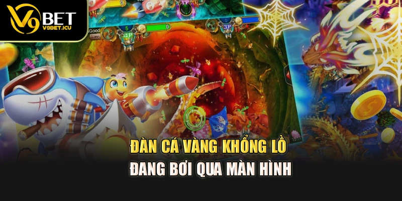 Đàn cá vàng khổng lồ đang bơi qua màn hìnhĐàn cá vàng khổng lồ đang bơi qua màn hình